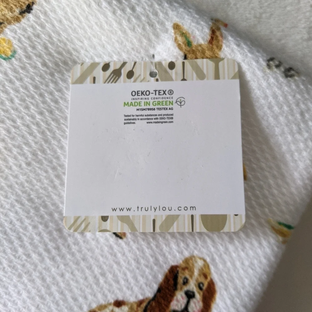 Boston Terrier Various Breed Dog Print Kitchen Towel Set Of Two White Multi NWT